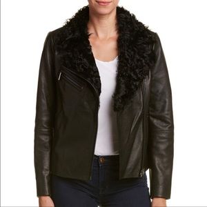 New Badgley mischka black leather jacket biker